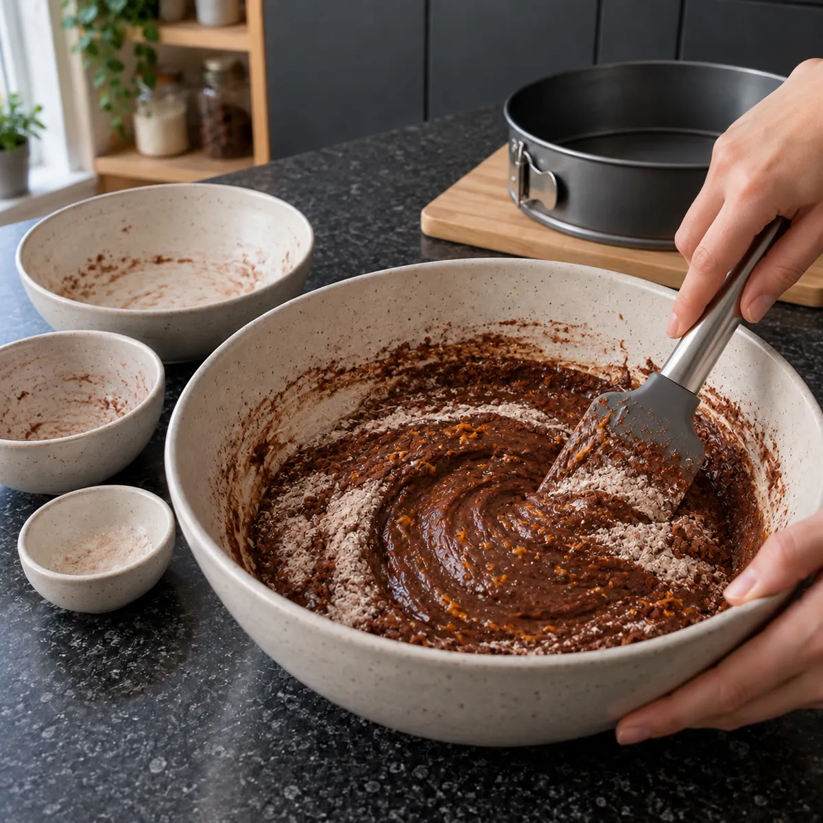 Fold in the dry ingredients