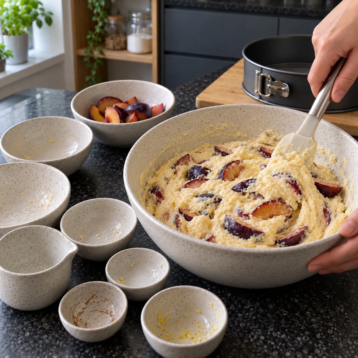 Fold in the dry ingredients and fruit
