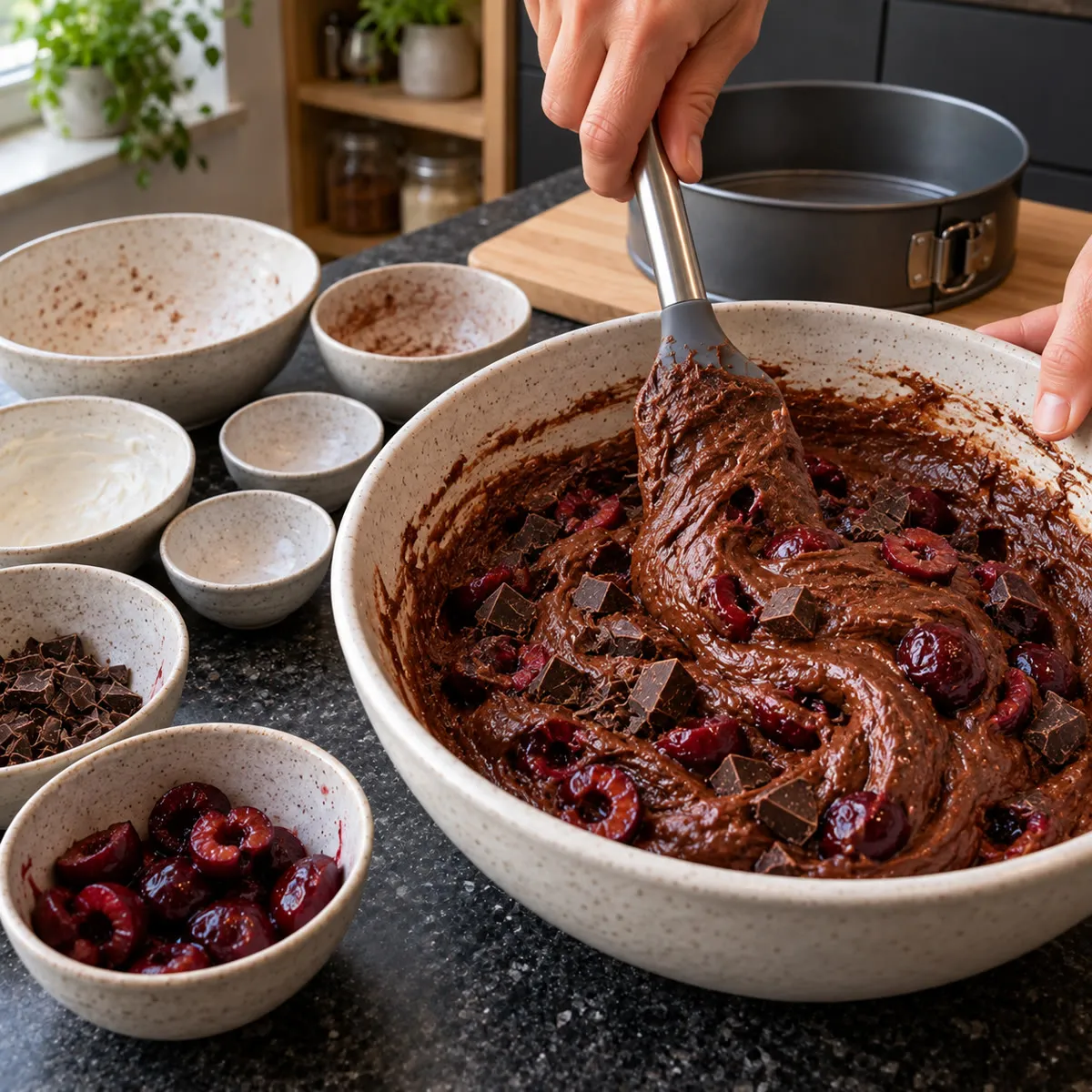 Fold in the chocolate and cherries