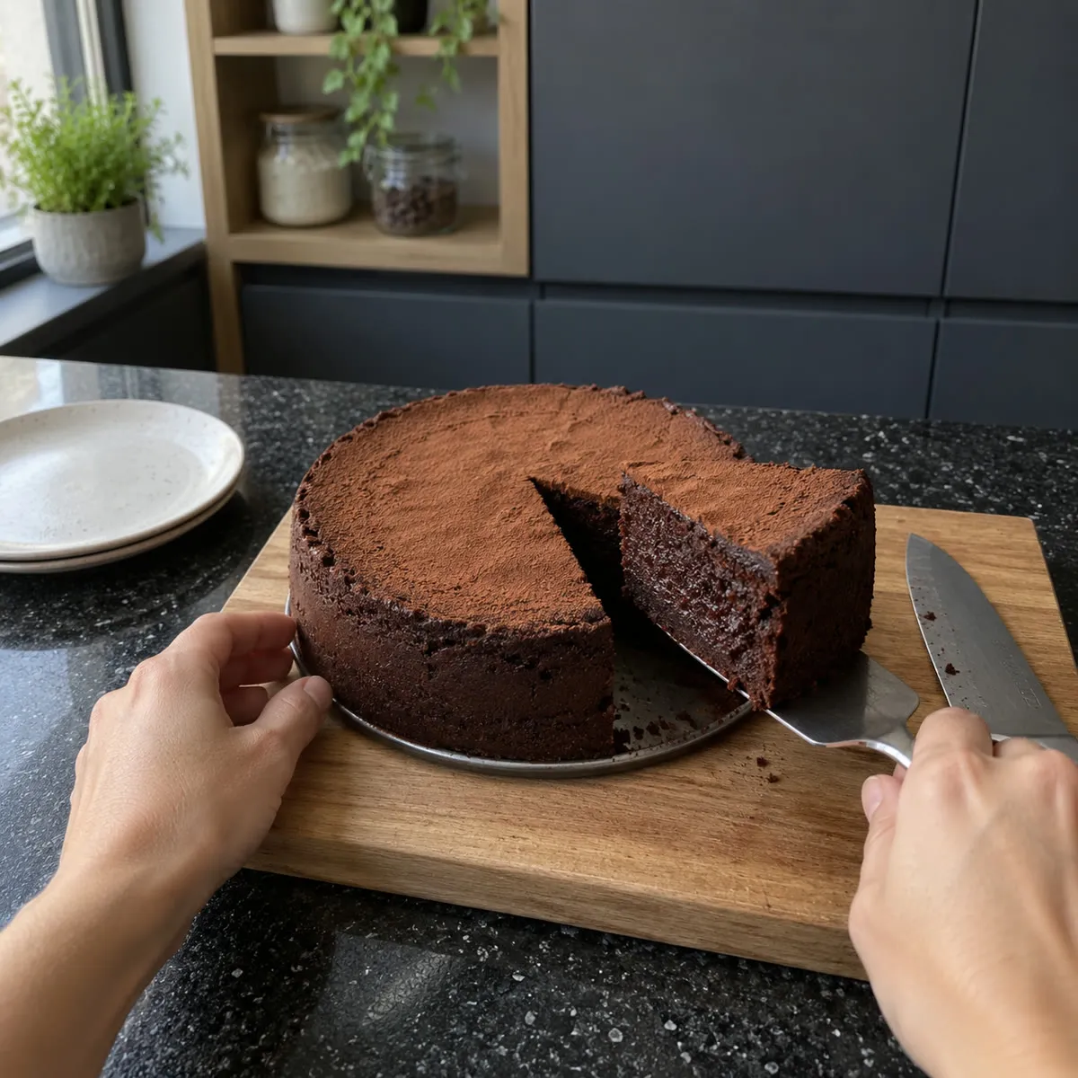 Dust, slice and pour