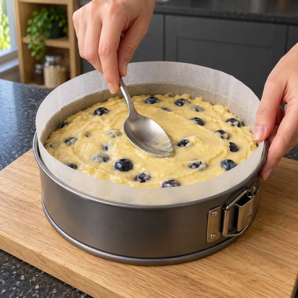 Fill the cake tin