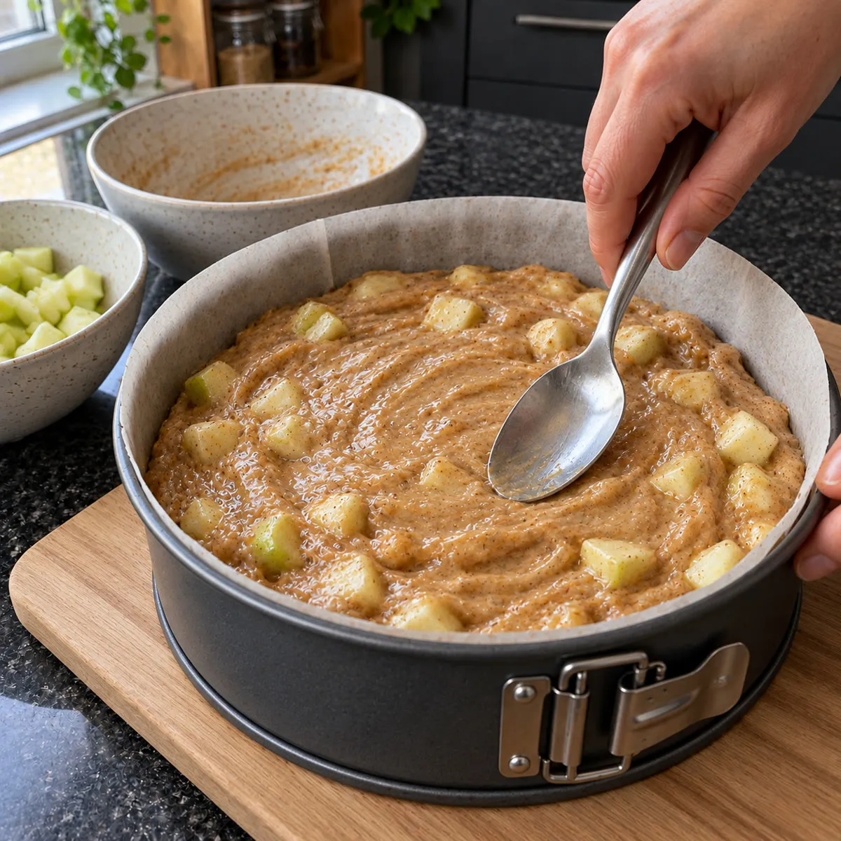 Fill the springform tin