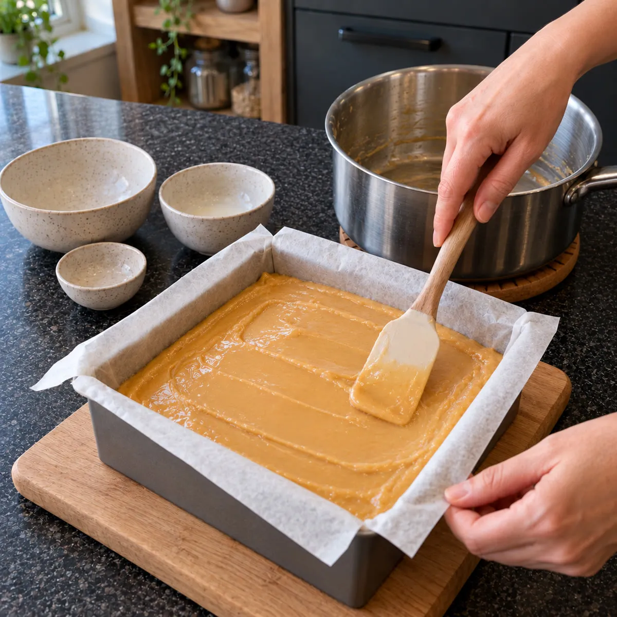 Spread into the tin