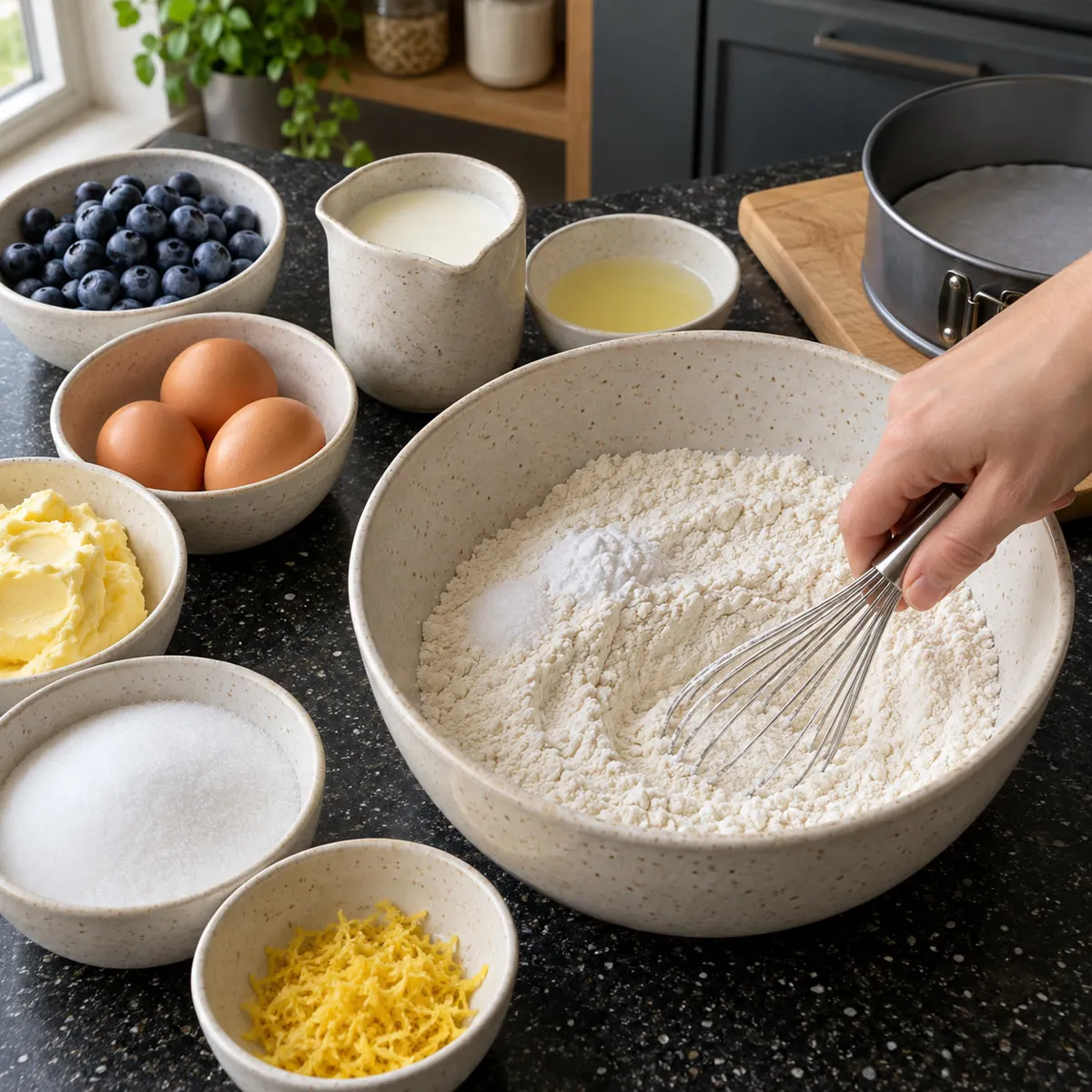 Prepare the tin and dry ingredients