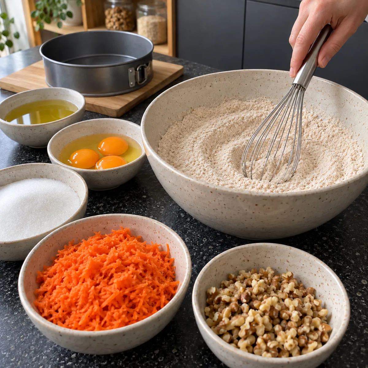 Prepare the tin and dry ingredients